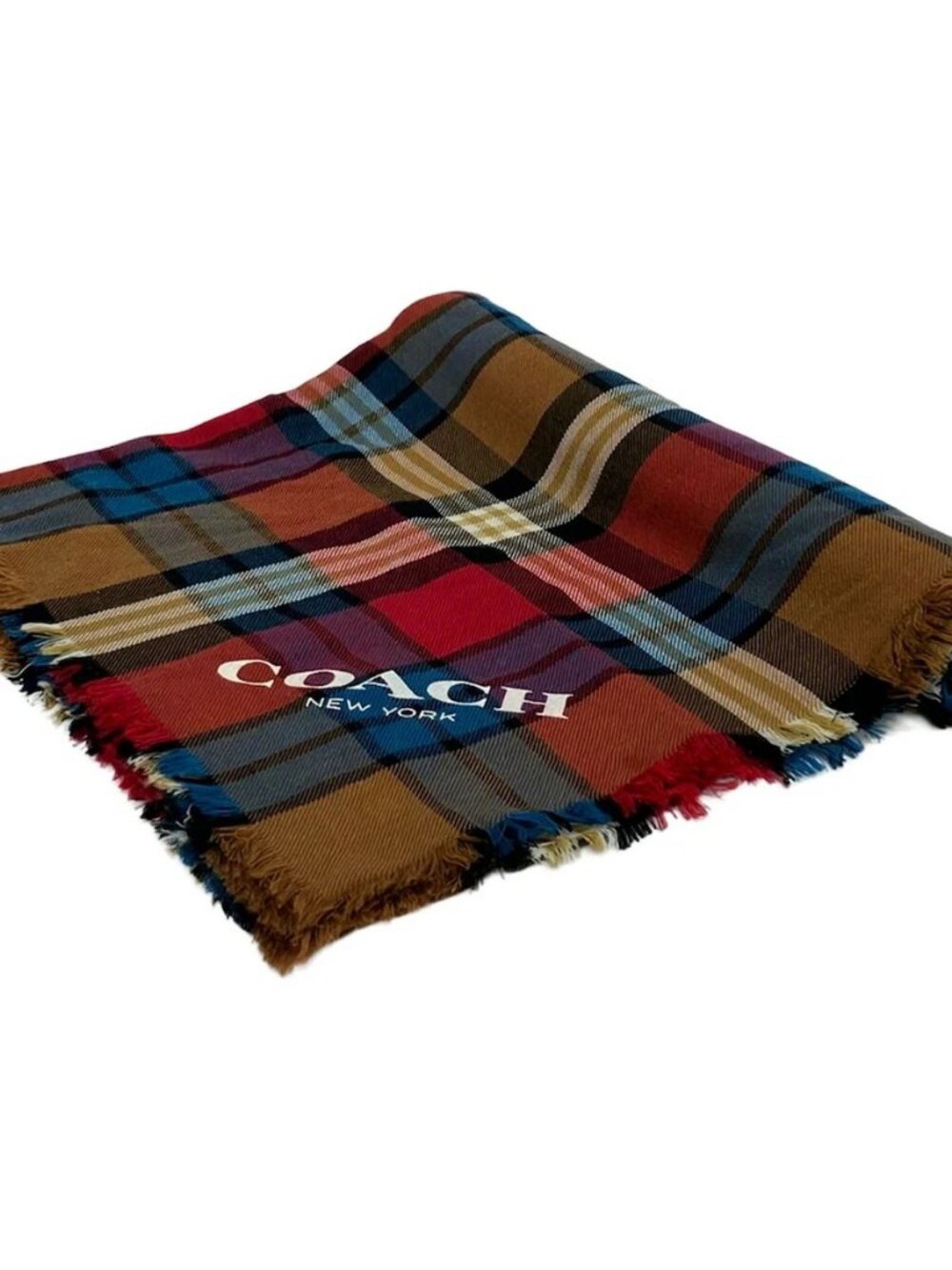 COACH F77768 Red Multi Wool Scarf